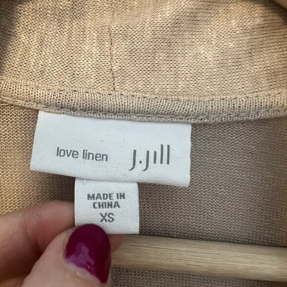 J Jill  Women’s "Love Linen" Cardigan 100% Linen Open Front Size XS Beige - Picture 3 of 6